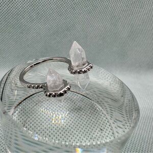 Moonstone Child Double Gemstone Sterling Silver Ring Size 6.5